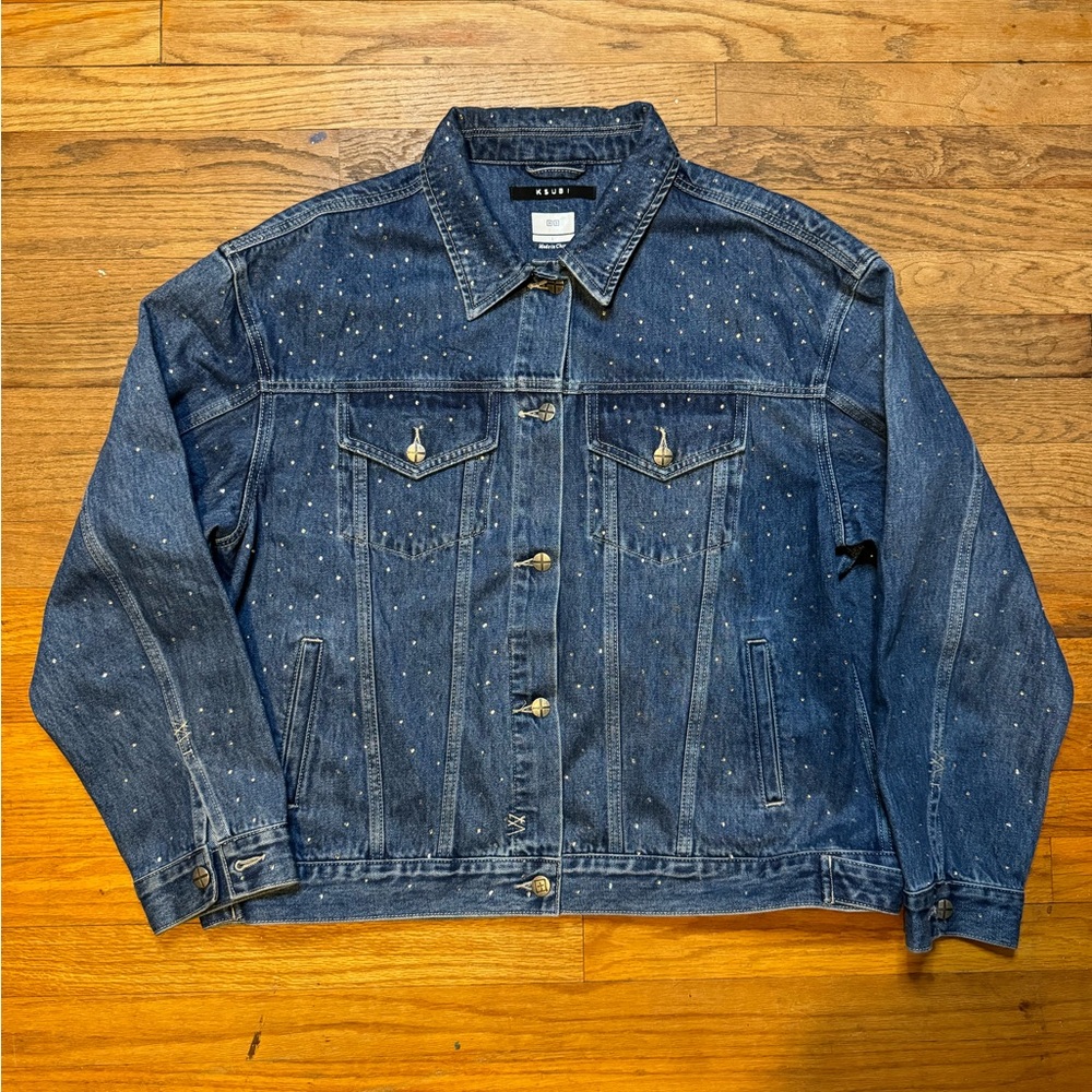 Ksubi women’s oversized studded denim jacket size large fits like a men’s xl